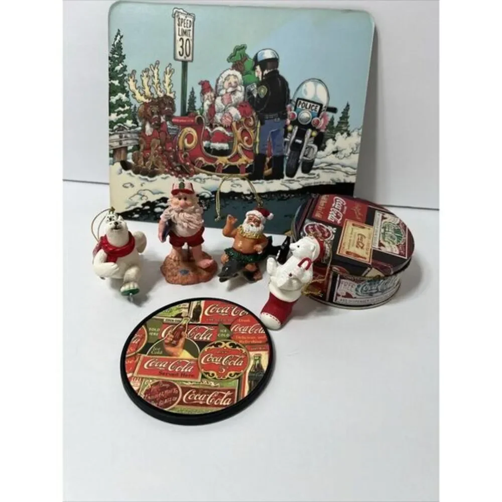 Coca Cola Santa And‎ Polar Bear Ornaments